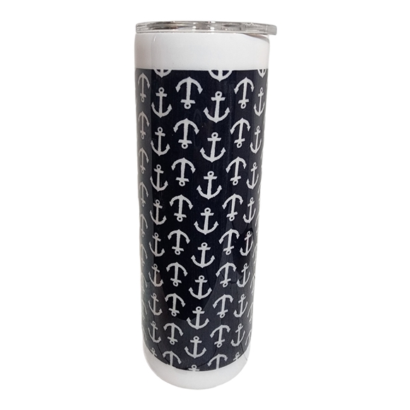 ⚓️ Navy Blue & White Anchor l Fabric Tumbler - Picture 4 of 4